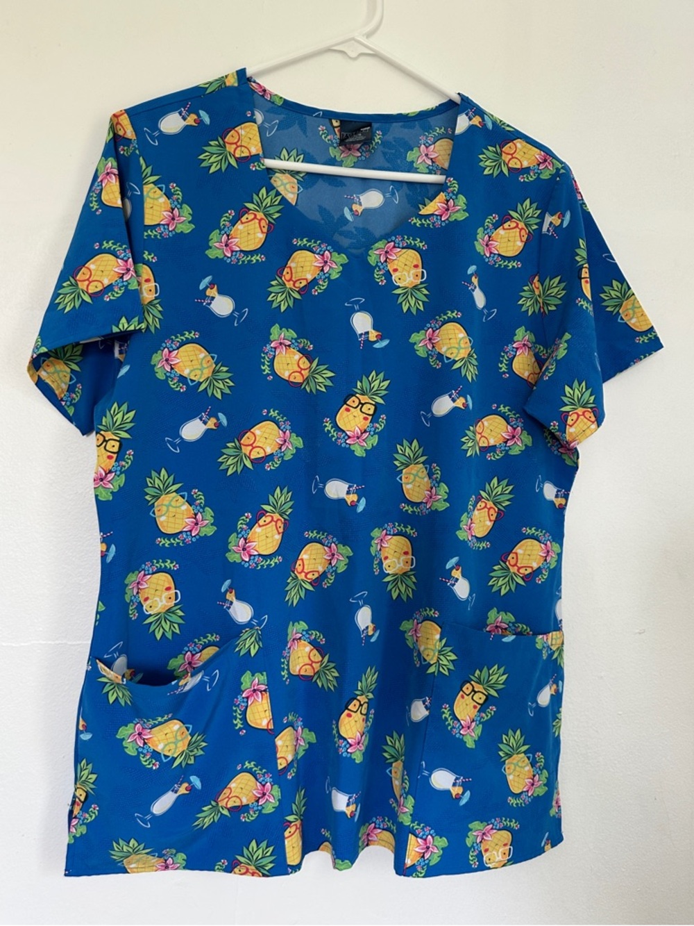 Zoe + Chloe Pineapple Scrub Top